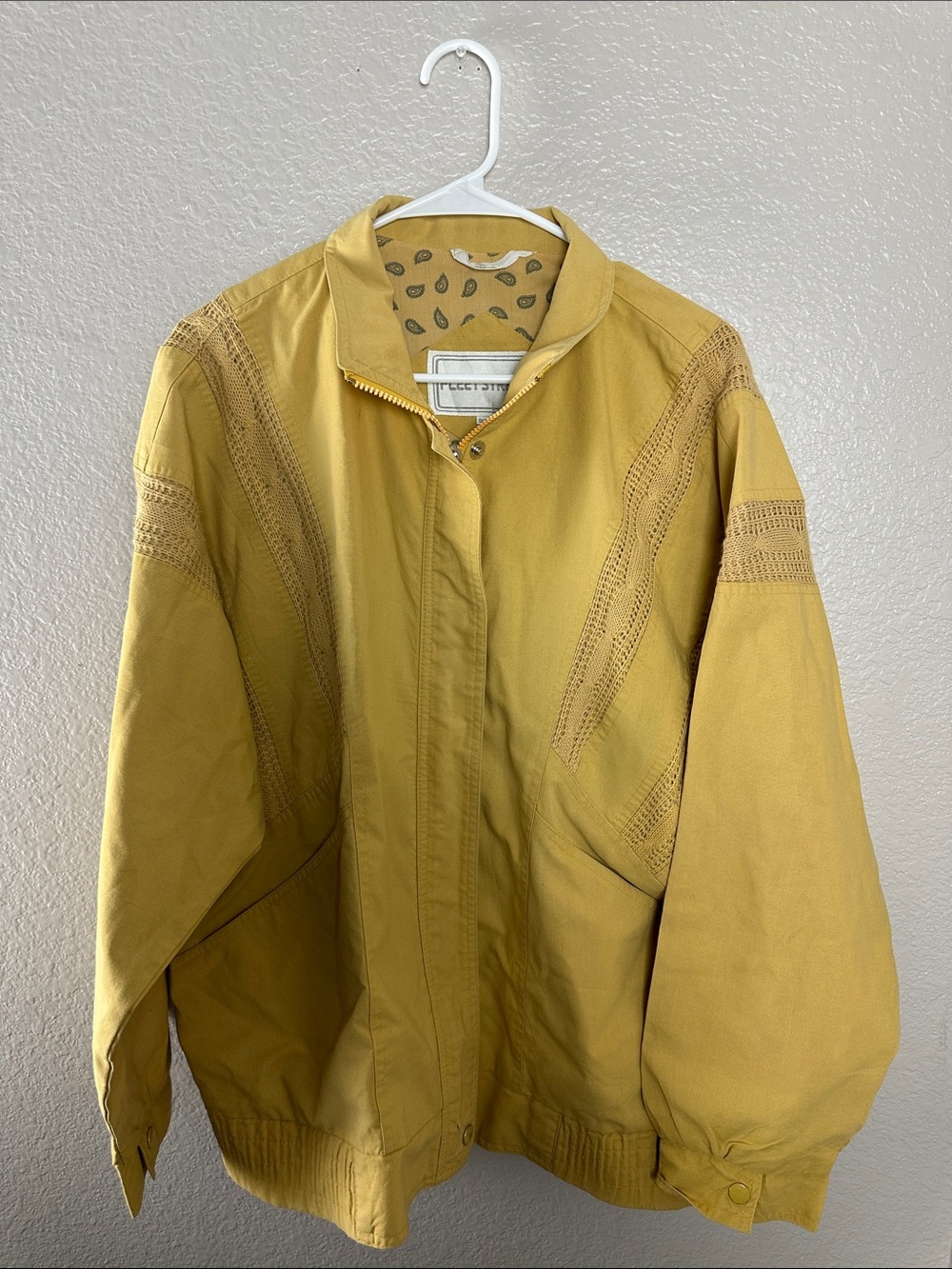 Fleet Street 90s Vintage Mustard Paisley bomber  Jacket Size 9/10